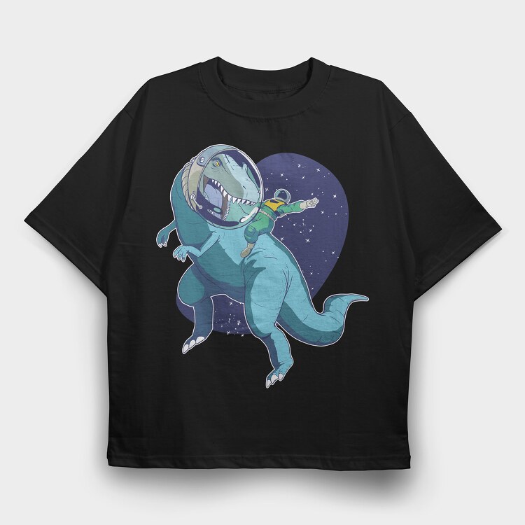 Astronaut Riding Dino, Tricou Oversize Barbati (Unisex)