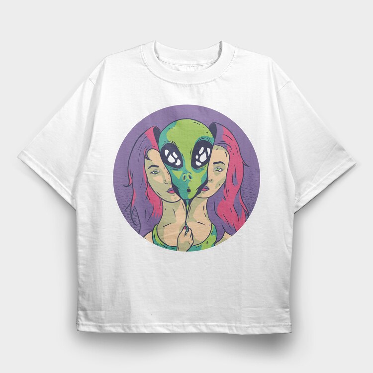 Alien Girl, Tricou Oversize Barbati (Unisex)