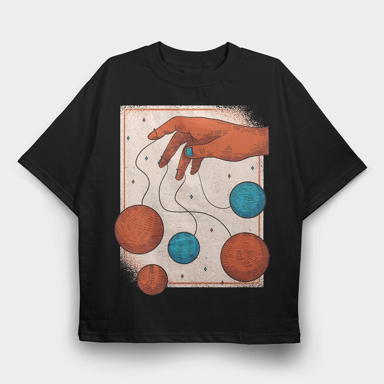 Hand Planets, Tricou Oversize Barbati (Unisex)