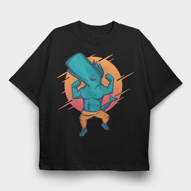 Muscular Whale, Tricou Oversize Barbati (Unisex)