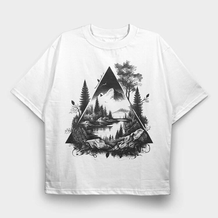 Landscape Triangle, Tricou Oversize Barbati (Unisex)