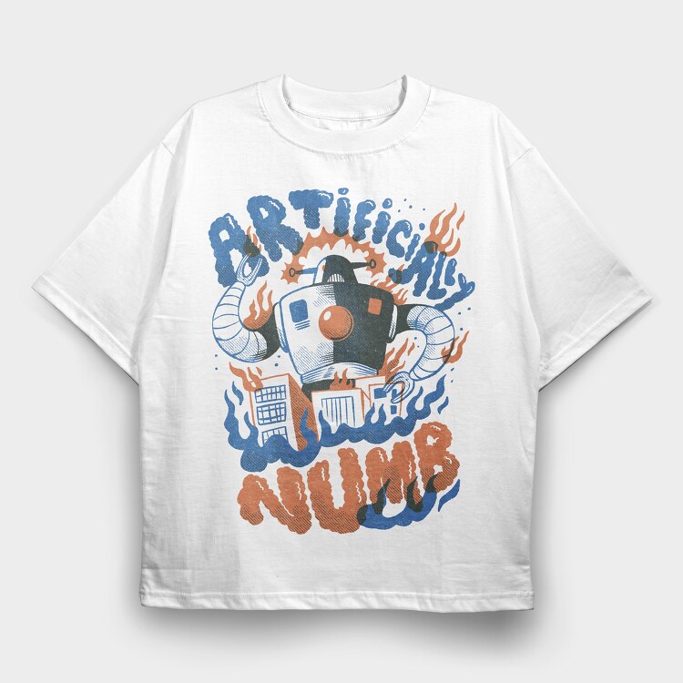 Robot Invasion 02, Tricou Oversize Barbati (Unisex)