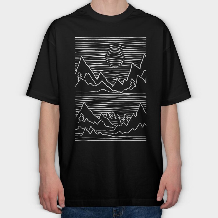 Mountains 3d, Tricou Oversize Barbati (Unisex)