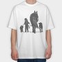 Girl And Animals, Tricou Oversize Barbati (Unisex)