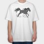 Horse Run, Tricou Oversize Barbati (Unisex)