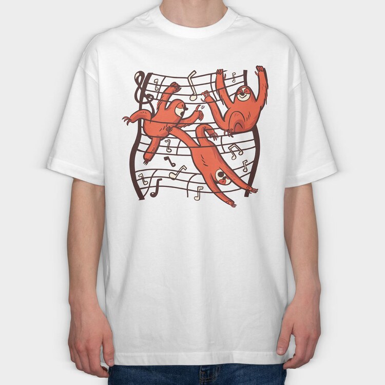 Sheetmusic Sloths, Tricou Oversize Barbati (Unisex)