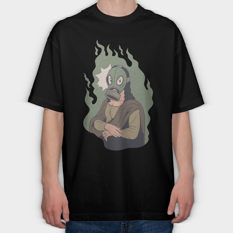 Mona Lisa Mask, Tricou Oversize Barbati (Unisex)