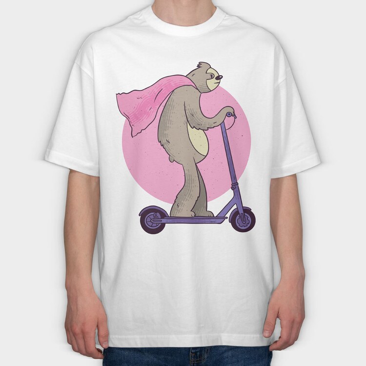 Scooter Sloth, Tricou Oversize Barbati (Unisex)