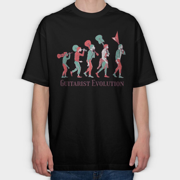 Guitarist Evolution, Tricou Oversize Barbati (Unisex)
