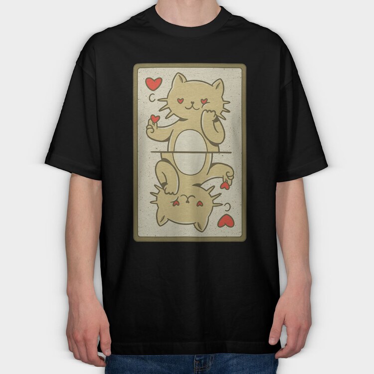 Cat Card, Tricou Oversize Barbati (Unisex)