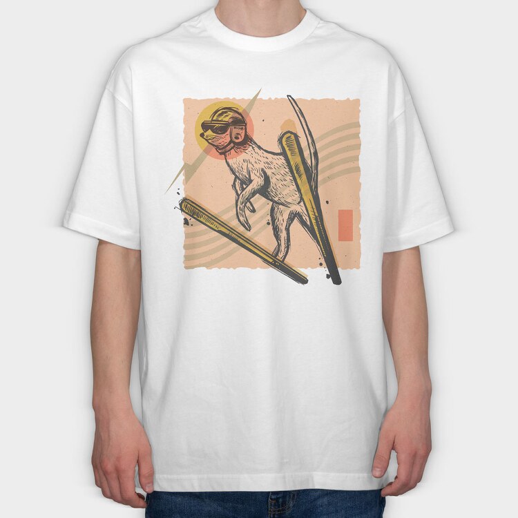 Meerkat Ski Jumping, Tricou Oversize Barbati (Unisex)