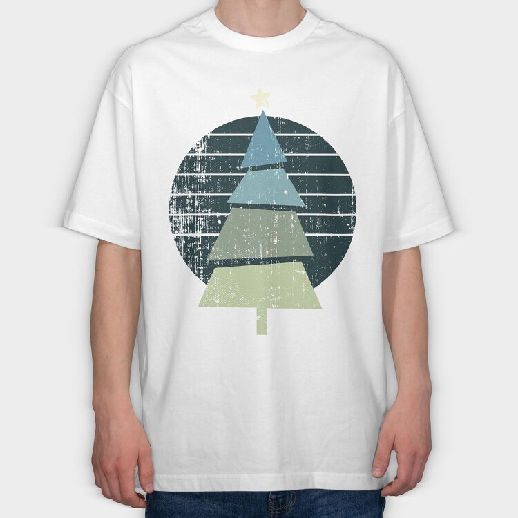 Retro Christmas Tree, Tricou Oversize Barbati (Unisex)