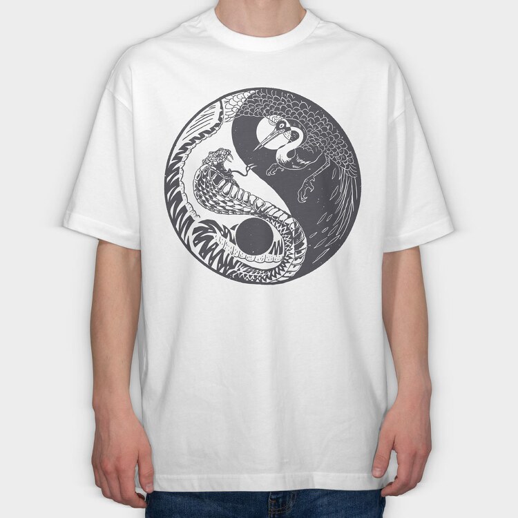 YingYang Crane Snake, Tricou Oversize Barbati (Unisex)