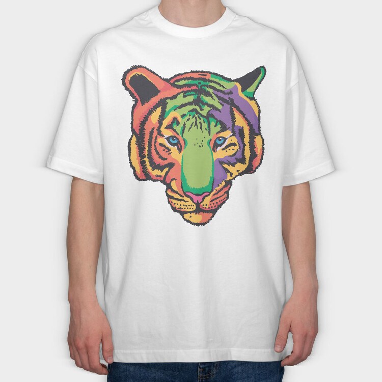 Colorful Tiger, Tricou Oversize Barbati (Unisex)