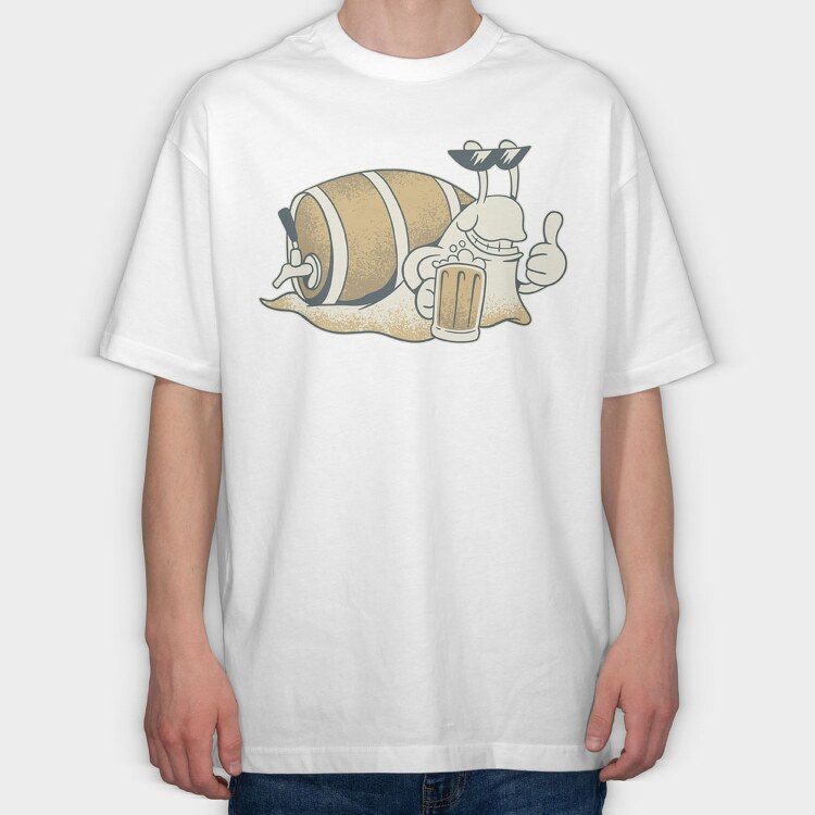 Snail Beer, Tricou Oversize Barbati (Unisex)
