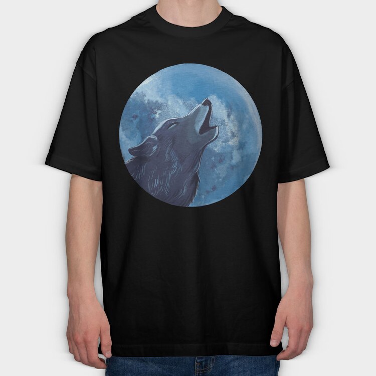 Moon Wolf, Tricou Oversize Barbati (Unisex)