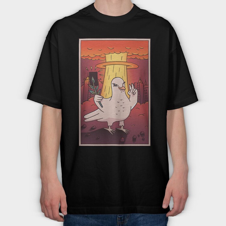 Atomic Dove, Tricou Oversize Barbati (Unisex)