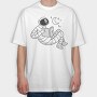 Astronaut Reading, Tricou Oversize Barbati (Unisex)