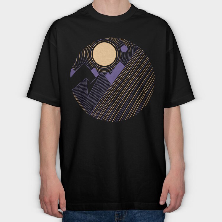 Landscape Sunset Mountain, Tricou Oversize Barbati (Unisex)