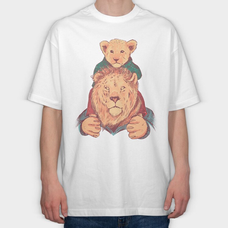 Father And Son Lion, Tricou Oversize Barbati (Unisex)