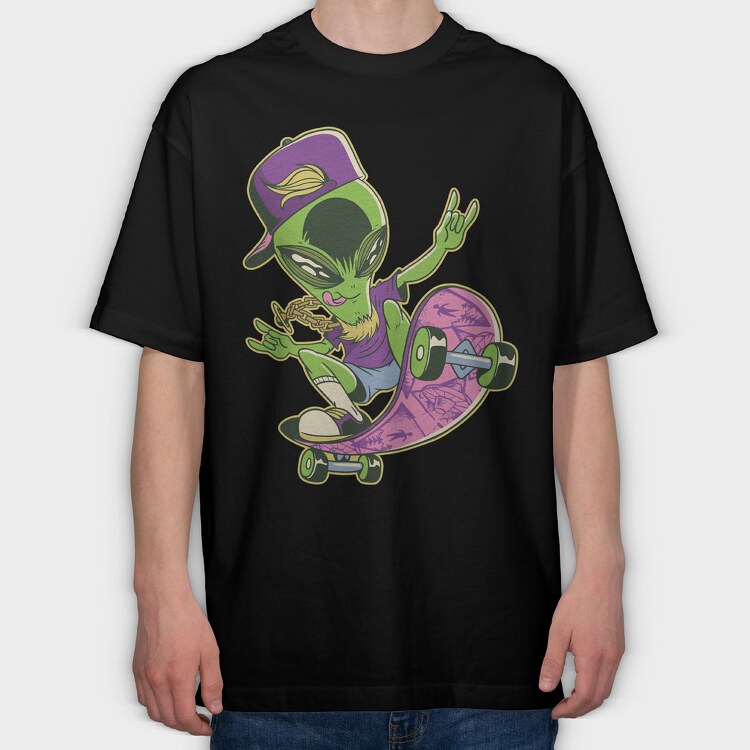 Alien Skate, Tricou Oversize Barbati (Unisex)