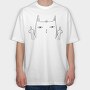 Middle Finger Cat, Tricou Oversize Barbati (Unisex)