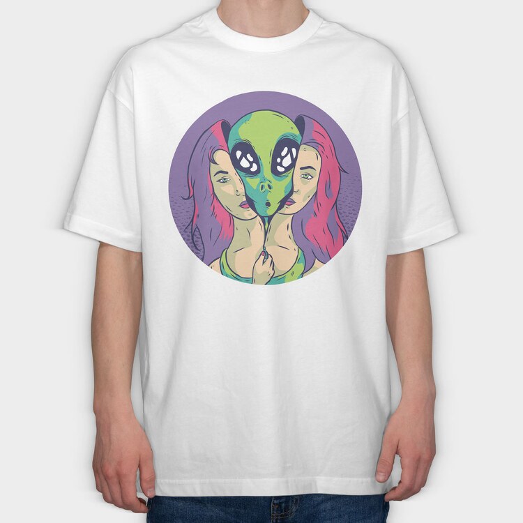 Alien Girl, Tricou Oversize Barbati (Unisex)