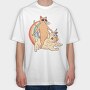 Cat Riding Dog Unicorn, Tricou Oversize Barbati (Unisex)