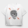 Biker Dude Skull, Tricou Oversize Barbati (Unisex)