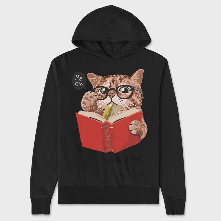 Cat Book Meow, Hanorac Oversize Barbati (Unisex)