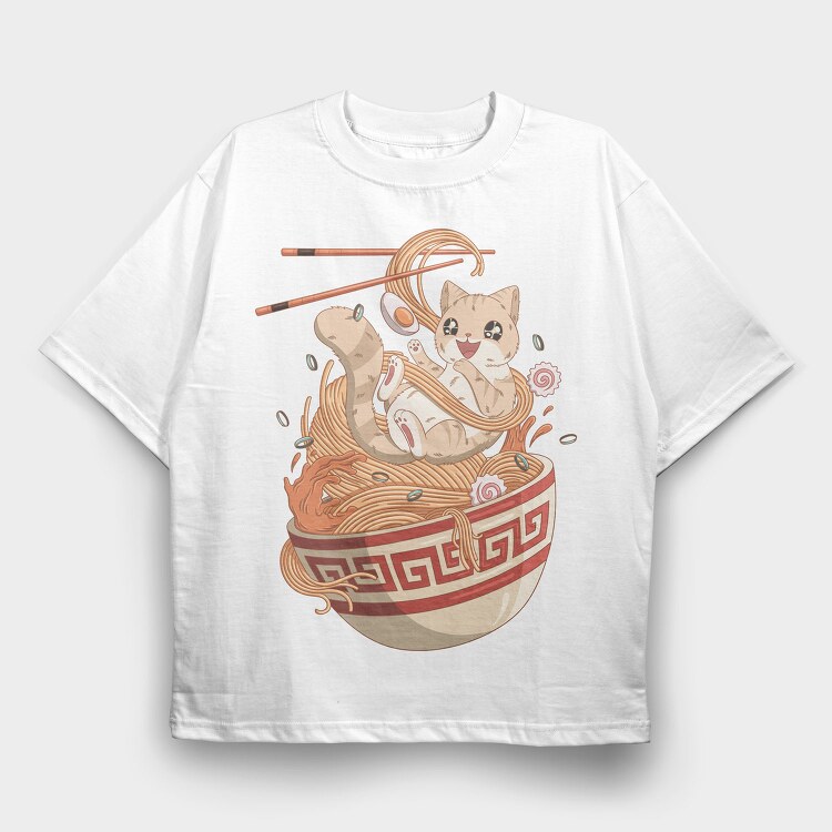 Cat Noodle Dreams, Tricou Oversize Barbati (Unisex)