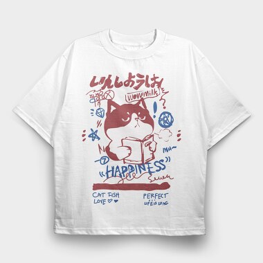 Catfish Love Happiness, Tricou Oversize Barbati (Unisex)