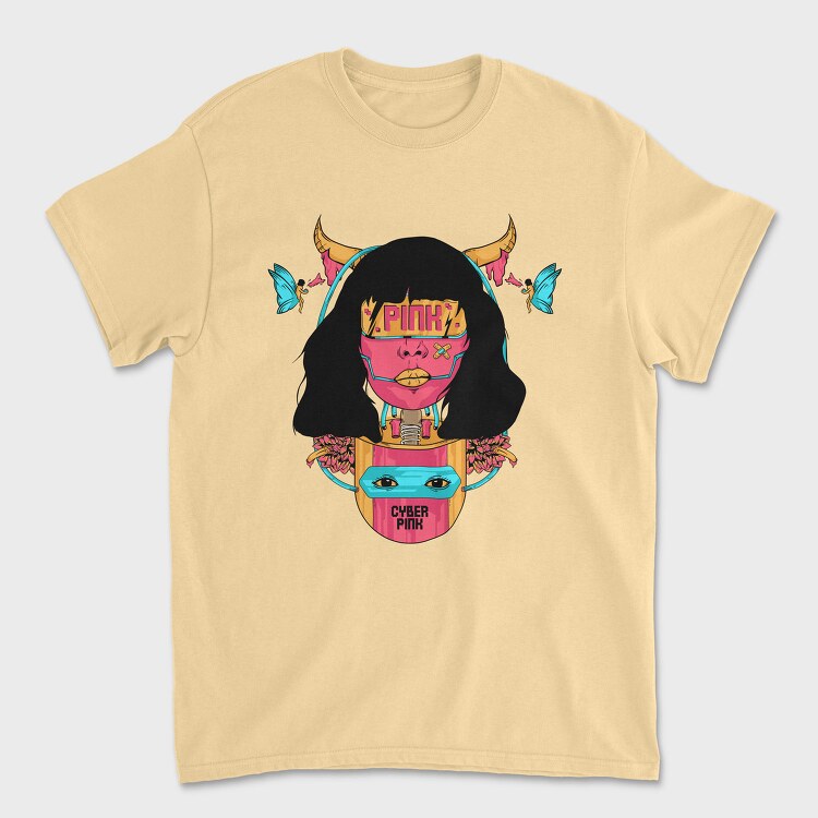 Cyber Pink Horns, Tricou Barbati (Unisex)