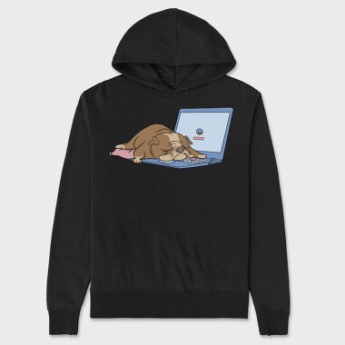 Doggo Laptop Dreams, Hanorac Oversize Barbati (Unisex)