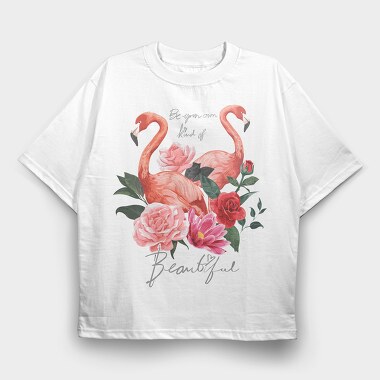 Flamingo Rose Beauty, Tricou Oversize Barbati (Unisex)