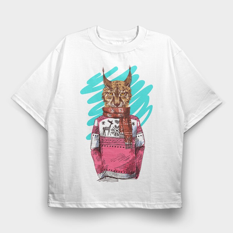 Lynx Sweater Scarf, Tricou Oversize Barbati (Unisex)