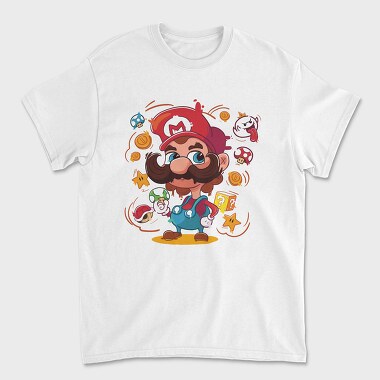 Mario Mustache Madness, Tricou Barbati (Unisex)