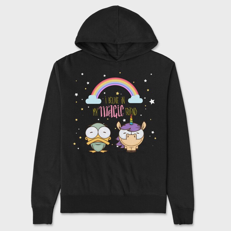 Rainbow Unicorn Duo, Hanorac Oversize Barbati (Unisex)