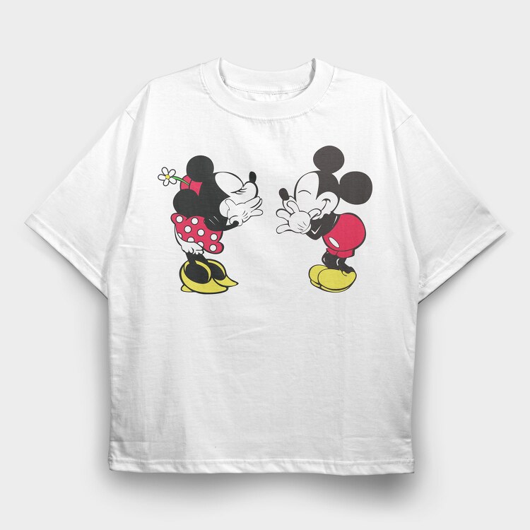 Mickey Minnie Love Affair, Tricou Oversize Barbati (Unisex)
