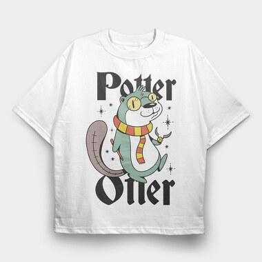 Otter Scarfed Night Stroll, Tricou Oversize Barbati (Unisex)