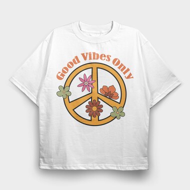 Peace Flower Vibes, Tricou Oversize Barbati (Unisex)