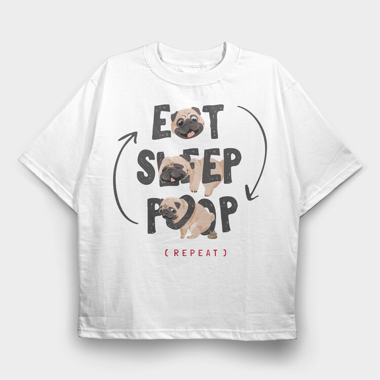 Pug Life Cycle, Tricou Oversize Barbati (Unisex)