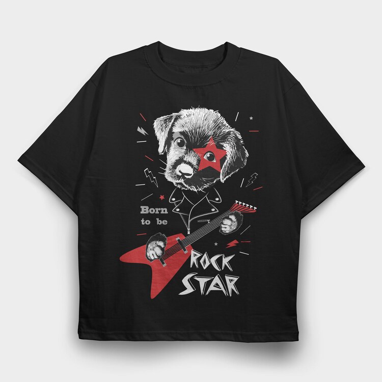 Rockstar Pup, Tricou Oversize Barbati (Unisex)