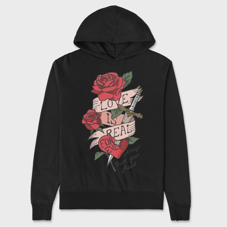 Rose Love Dagger, Hanorac Oversize Barbati (Unisex)