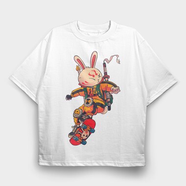 Skate Bunny Rider, Tricou Oversize Barbati (Unisex)