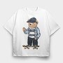 Skateboarding Teddy Bear, Tricou Oversize Barbati (Unisex)
