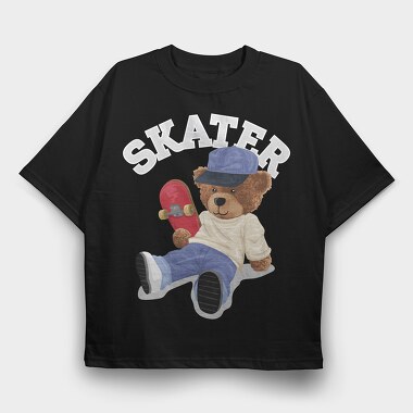Skater Bear Vibes, Tricou Oversize Barbati (Unisex)