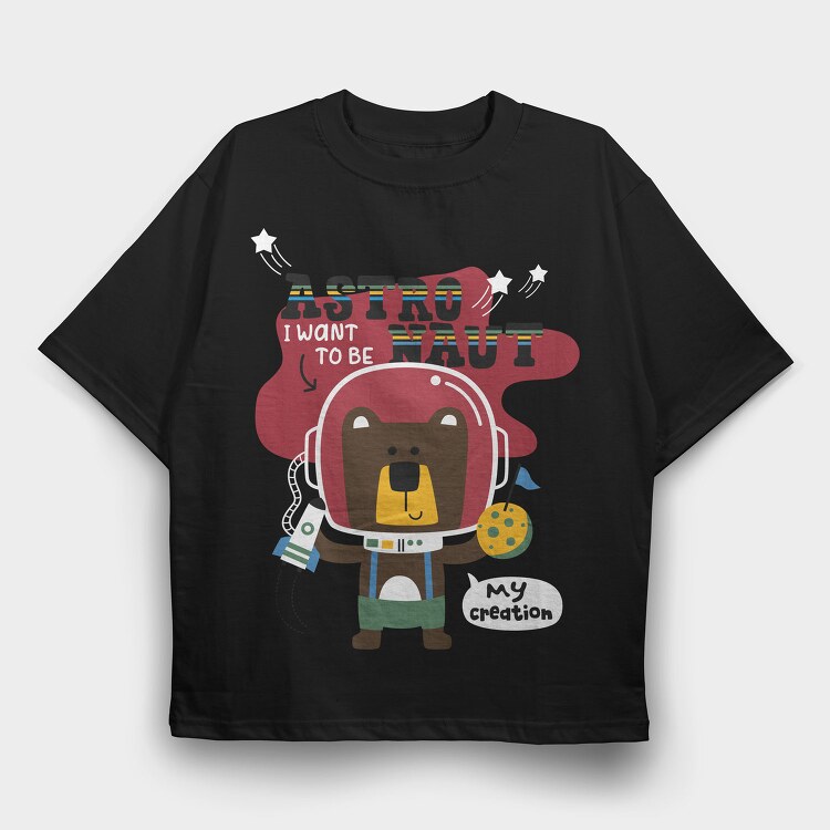 Space Bear Astronaut, Tricou Oversize Barbati (Unisex)