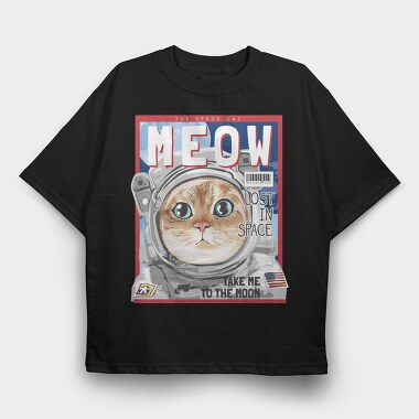 Space Cat Astronaut, Tricou Oversize Barbati (Unisex)