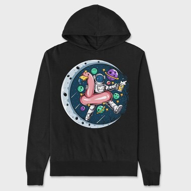 Space Flamingo Astronaut, Hanorac Oversize Barbati (Unisex)